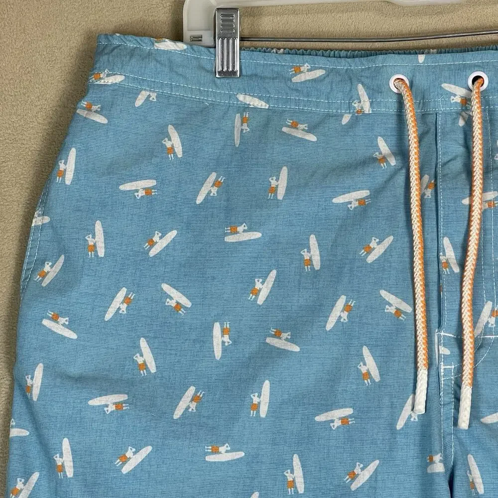 Johnnie O Swim Trunk Mens XXL Blue Arno Half Elastic Surf Short Relaxed Fit‎